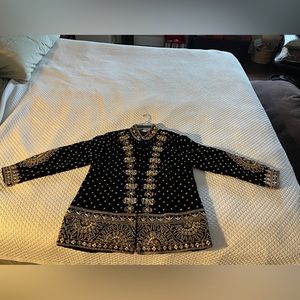 Gorgeous gold beaded velvet jacket. Worn only 2x. Pet. Med; however runs big.